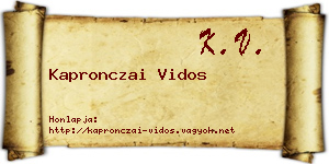 Kapronczai Vidos névjegykártya
